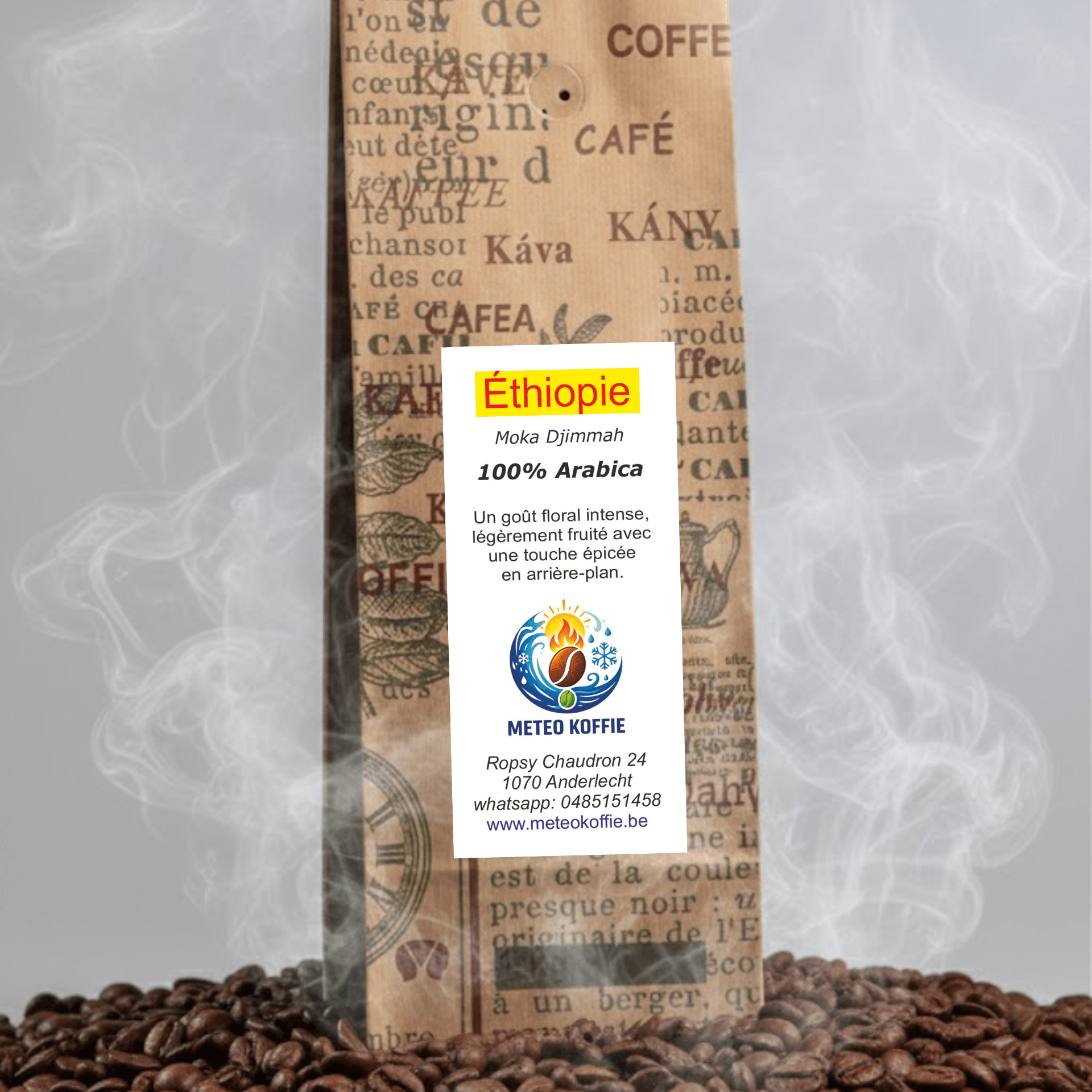 Café d’Éthiopie 100% Arabica - Meteo Koffie – Torréfacteur de café mobile Quai de L'industrie 168 1070 Anderlecht